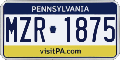 PA license plate MZR1875