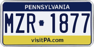 PA license plate MZR1877