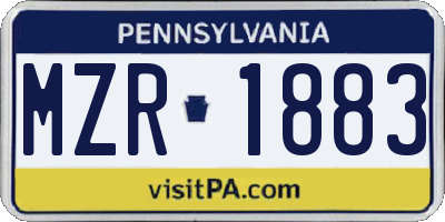 PA license plate MZR1883