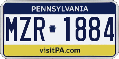PA license plate MZR1884