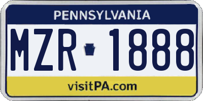 PA license plate MZR1888