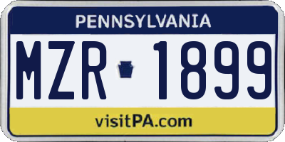 PA license plate MZR1899