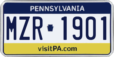 PA license plate MZR1901
