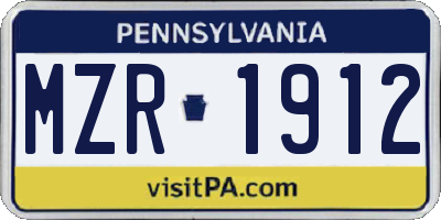 PA license plate MZR1912