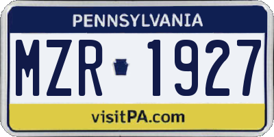 PA license plate MZR1927