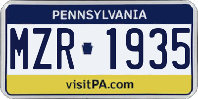 PA license plate MZR1935