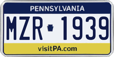 PA license plate MZR1939