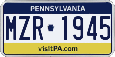 PA license plate MZR1945