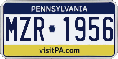 PA license plate MZR1956