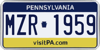 PA license plate MZR1959