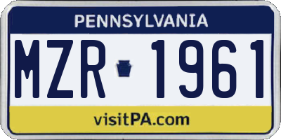 PA license plate MZR1961