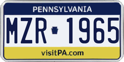PA license plate MZR1965