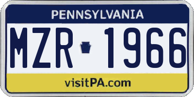 PA license plate MZR1966