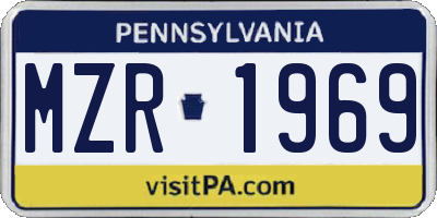 PA license plate MZR1969