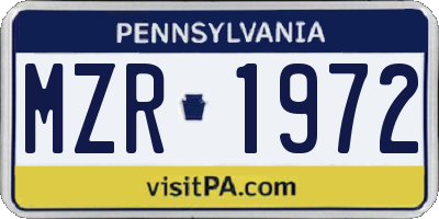 PA license plate MZR1972