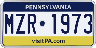 PA license plate MZR1973
