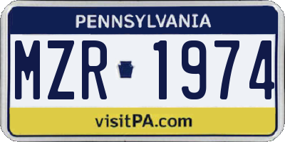 PA license plate MZR1974