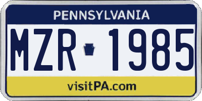 PA license plate MZR1985