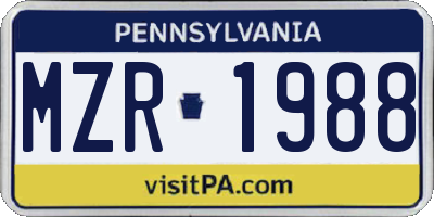 PA license plate MZR1988
