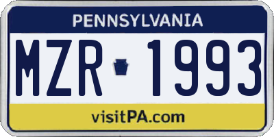 PA license plate MZR1993