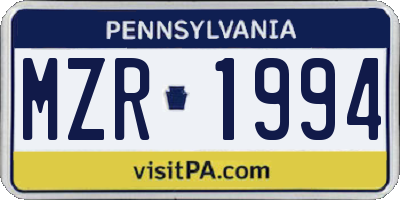 PA license plate MZR1994