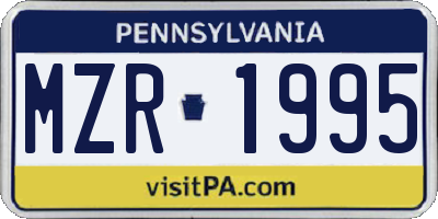 PA license plate MZR1995