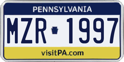 PA license plate MZR1997