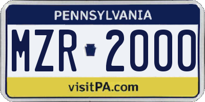 PA license plate MZR2000