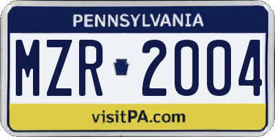 PA license plate MZR2004