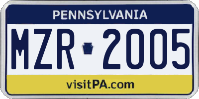 PA license plate MZR2005