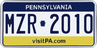 PA license plate MZR2010