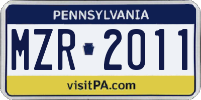 PA license plate MZR2011