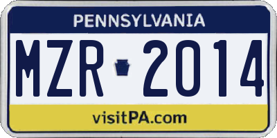 PA license plate MZR2014