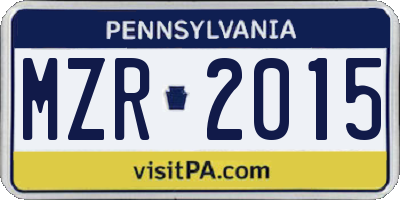 PA license plate MZR2015