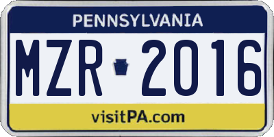 PA license plate MZR2016