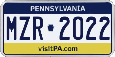 PA license plate MZR2022