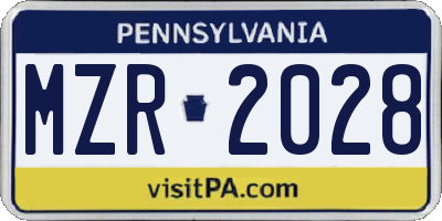 PA license plate MZR2028