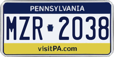 PA license plate MZR2038