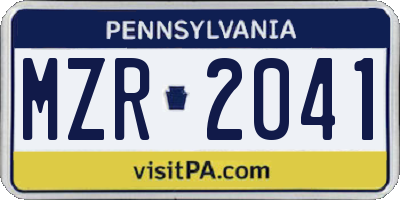 PA license plate MZR2041