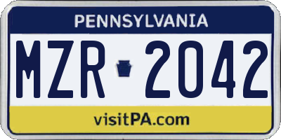 PA license plate MZR2042