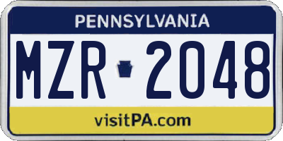 PA license plate MZR2048