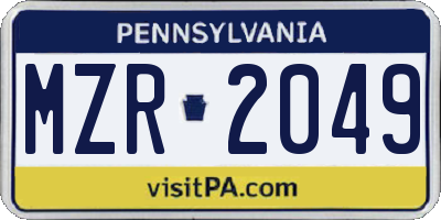 PA license plate MZR2049
