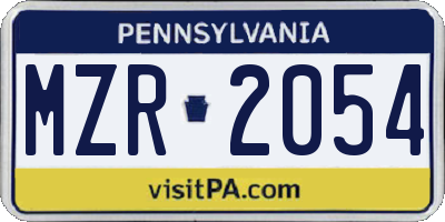 PA license plate MZR2054