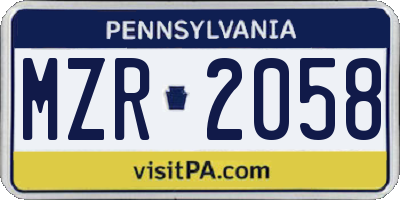 PA license plate MZR2058
