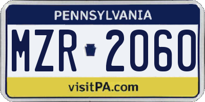 PA license plate MZR2060