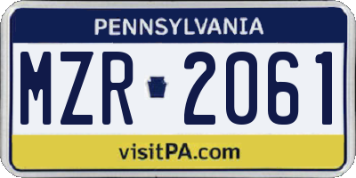 PA license plate MZR2061