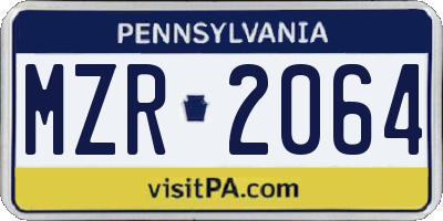 PA license plate MZR2064