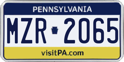 PA license plate MZR2065