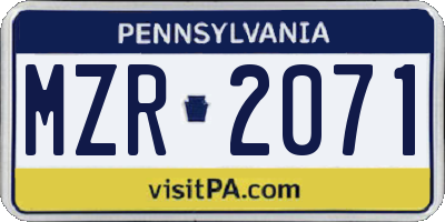 PA license plate MZR2071
