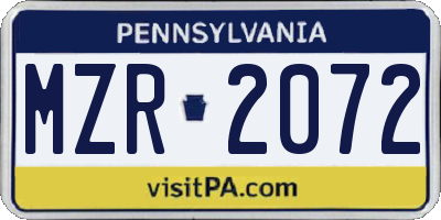 PA license plate MZR2072